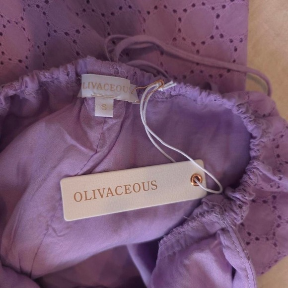 Olivaceous purple lavender mini dress with tie back detail. Size: S - Picture 6 of 8
